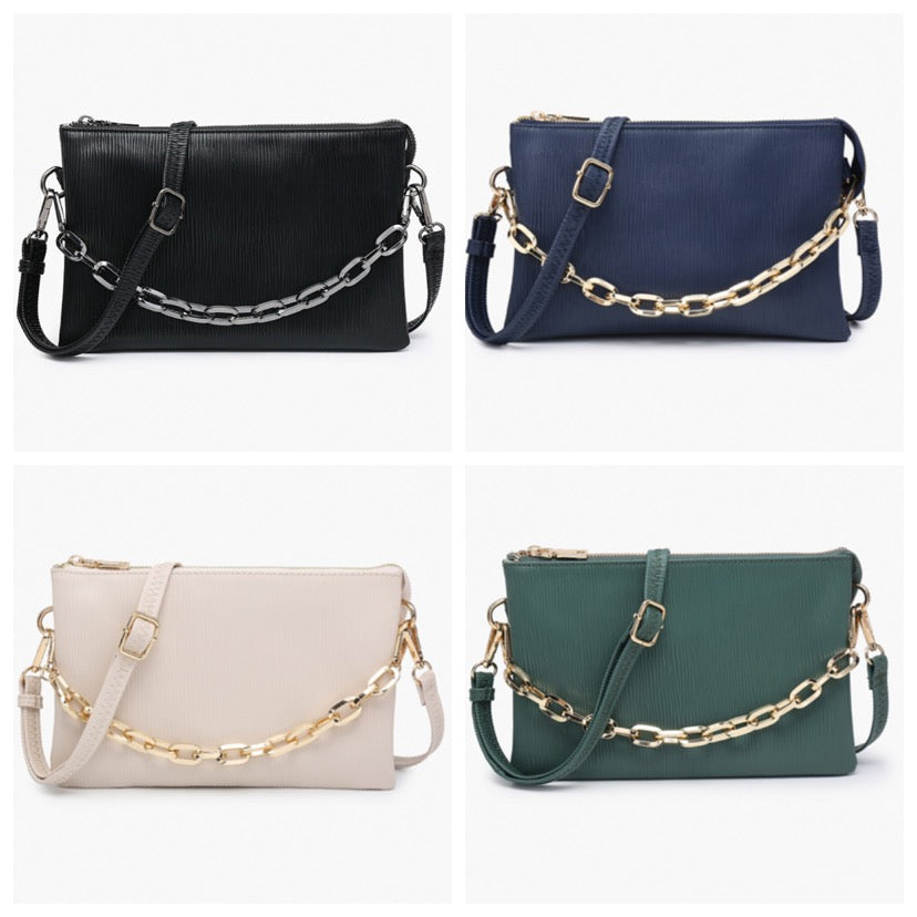 Izzy Textured Crossbody w/ Chain Strap