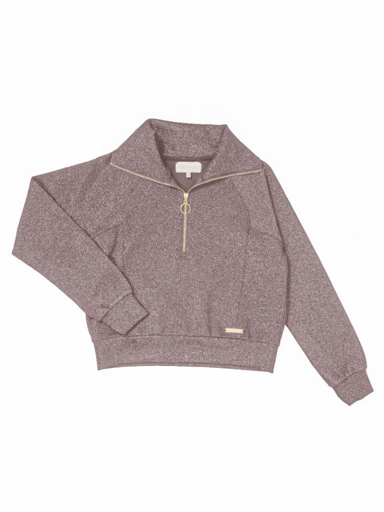 Simply Southern Violet Half Zip in Gray
