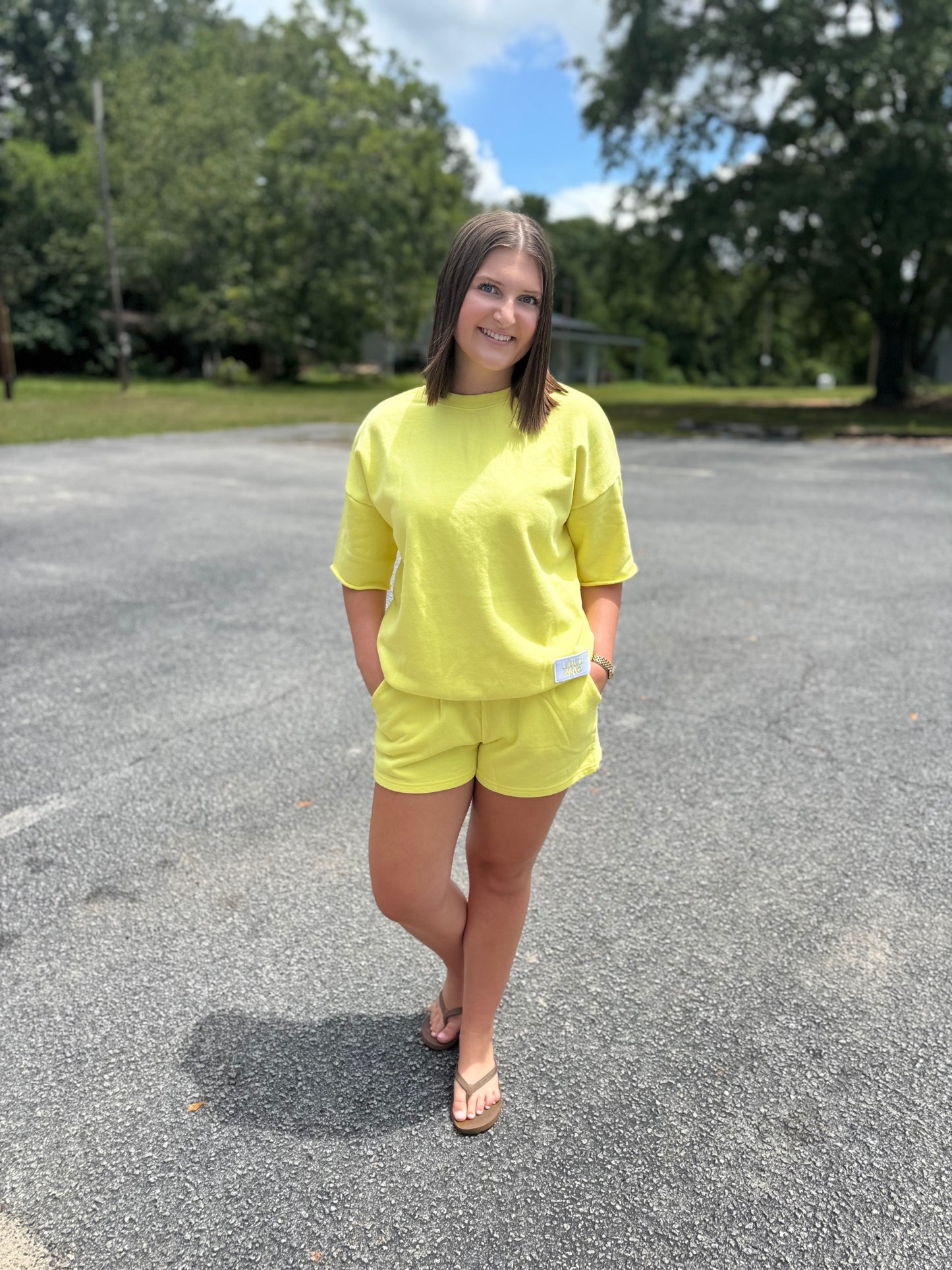 LULU MAC BRIGHT YELLOW ADULT TERRY-CLOTH SHORTS