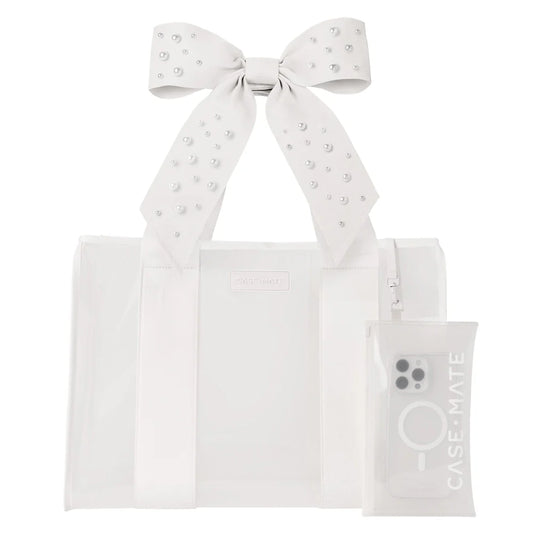 Casemate jelly tote bag ivory pearl bow
