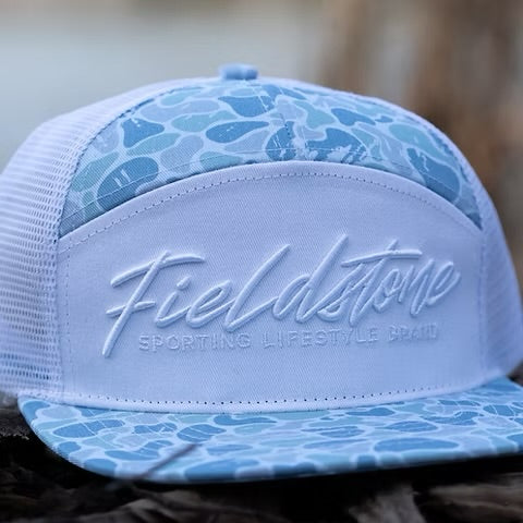 7 Panel Blue Backwoods Script Hat