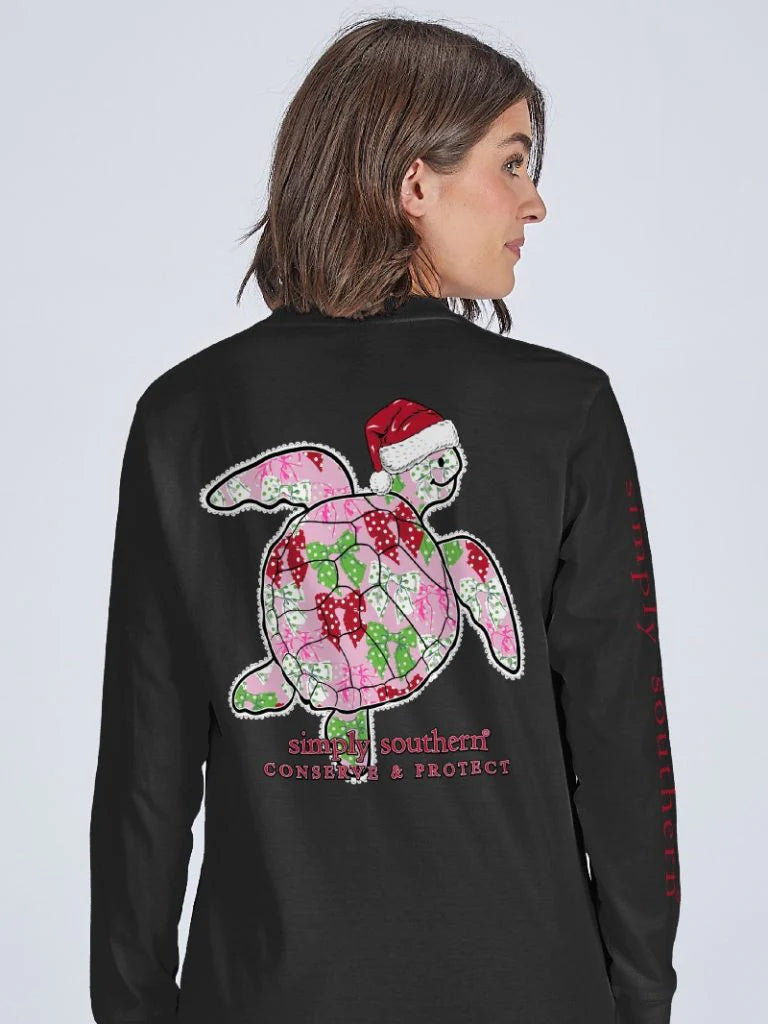 SIMPLY SOUTHERN YOUTH TURTLE TRACKER XMAS HOLIDAY LONG SLEEVE T-SHIRT