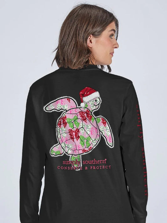 SIMPLY SOUTHERN YOUTH TURTLE TRACKER XMAS HOLIDAY LONG SLEEVE T-SHIRT