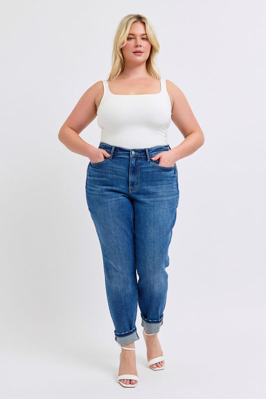 Curvy Judy Blue MR Vintage Wash Boyfriend w/ Cuff