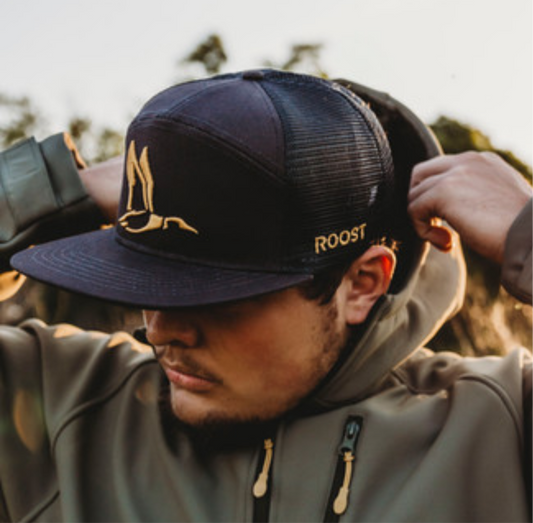 Roost Youth 3D Gold Puff Logo Black Hat