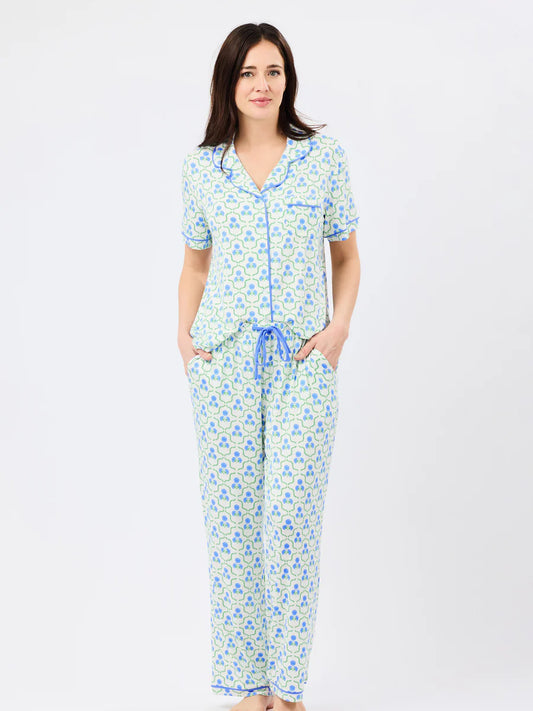 Charlotte Pants Set | Sweetbriar Lattice Blue
