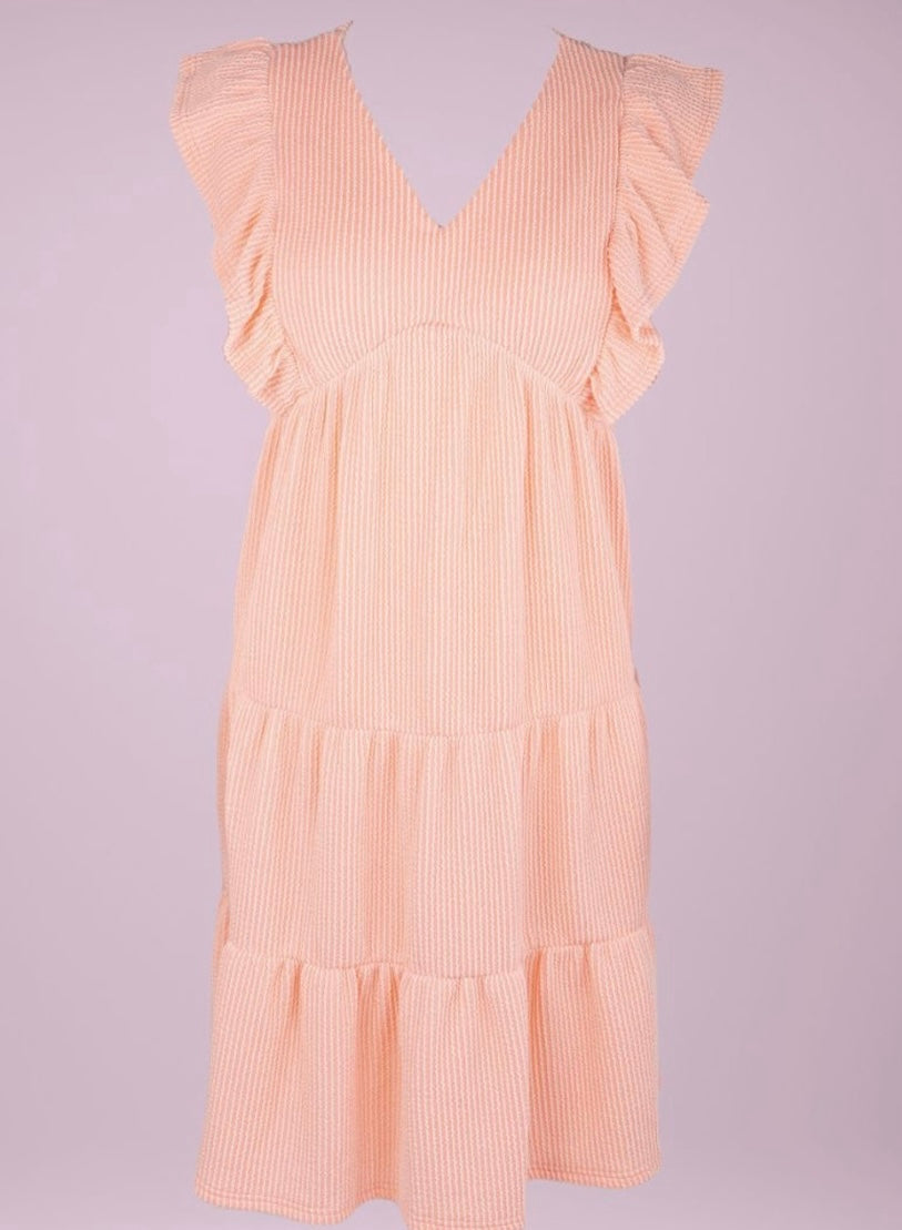 Simply Southern Knit Ruffle Dress - Coral