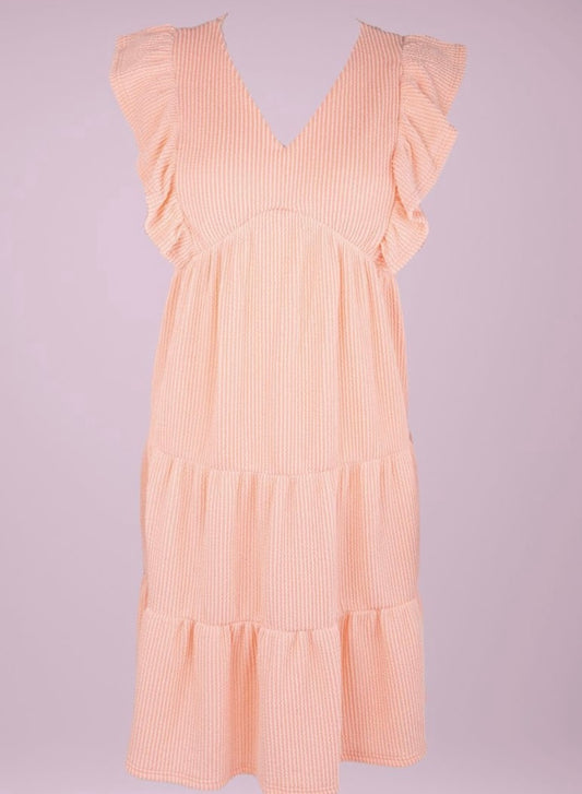 Simply Southern Knit Ruffle Dress - Coral