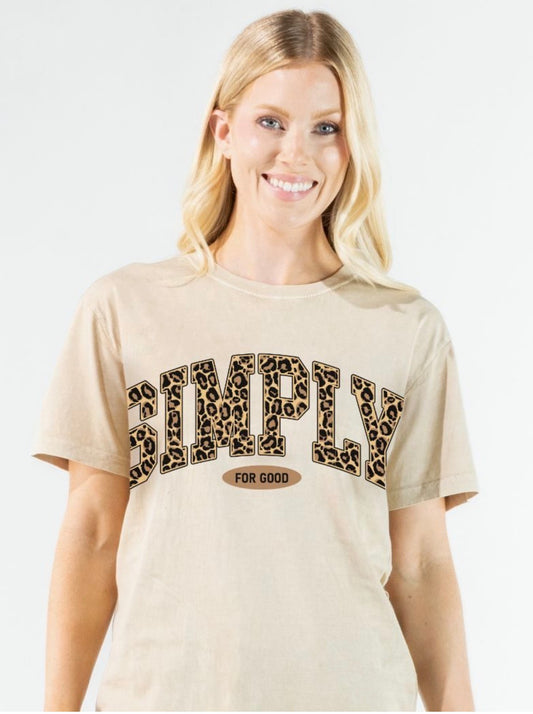 Simply southern mineral washed Leopard logo tshirt