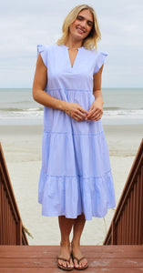 Simply southern ruffle maxi dress in sky blue