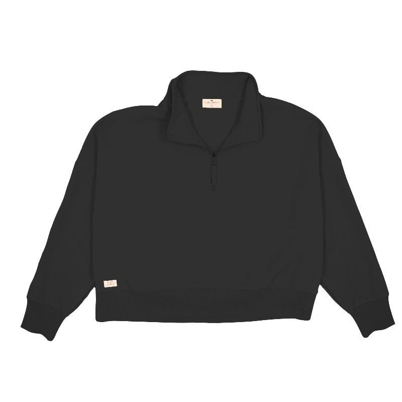 Simply Southern quarter zip black crop pullover