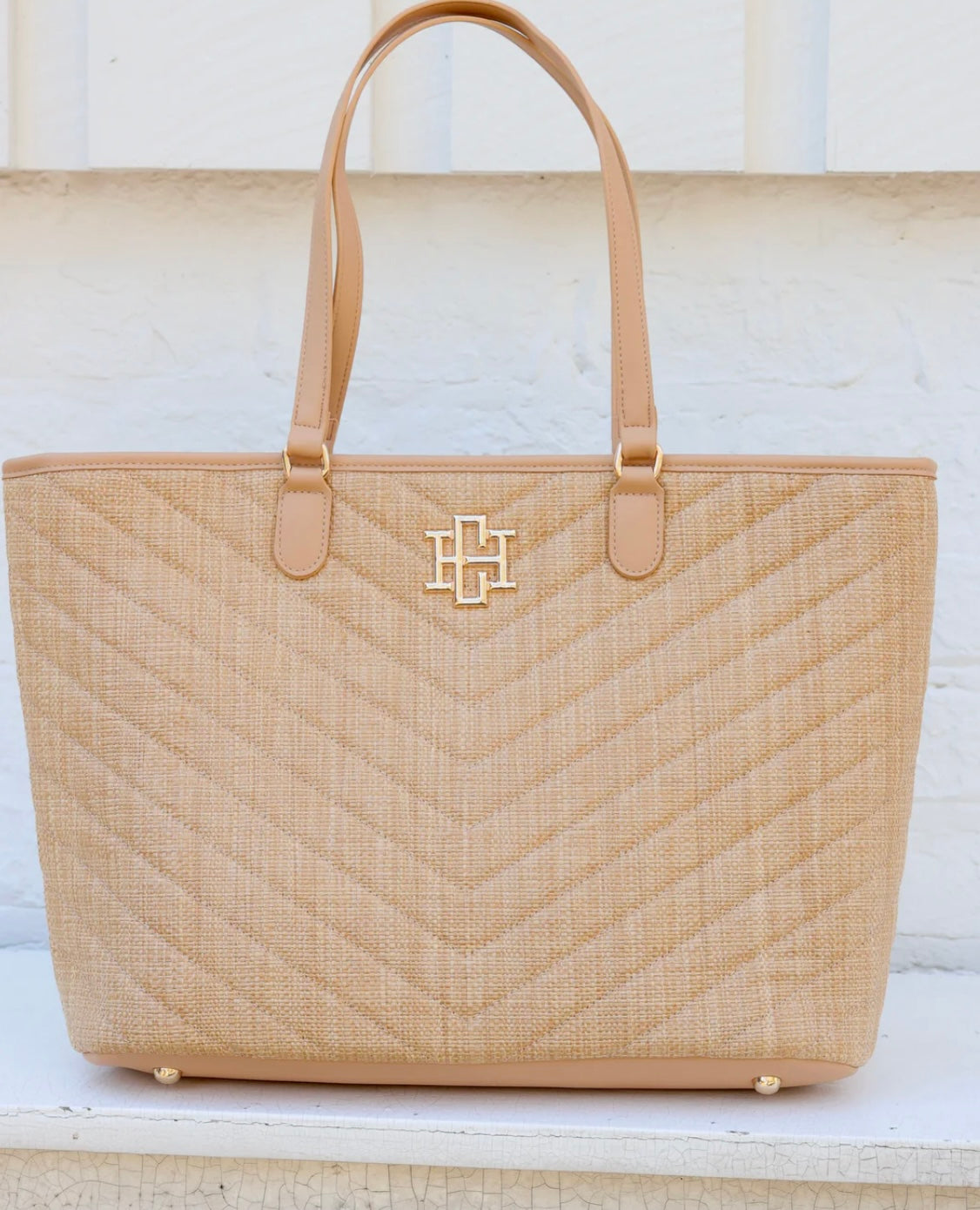 Caroline Hill - James Tote | Natural V Quilted