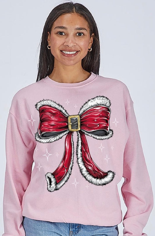 Simply Southern Santa Suit Bow Crewneck