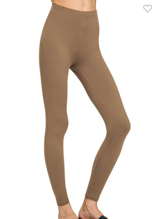 Zenana Premium Microfiber Waistband Leggings | Mocha