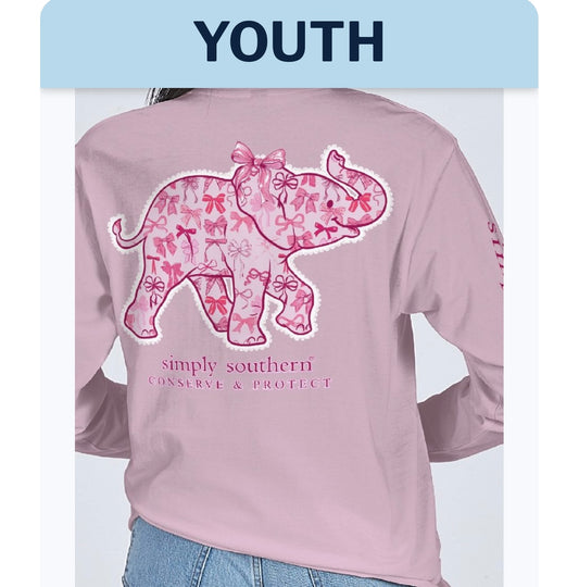 Simply Southern YOUTH Bow Elephant Tracking Short Sleeve