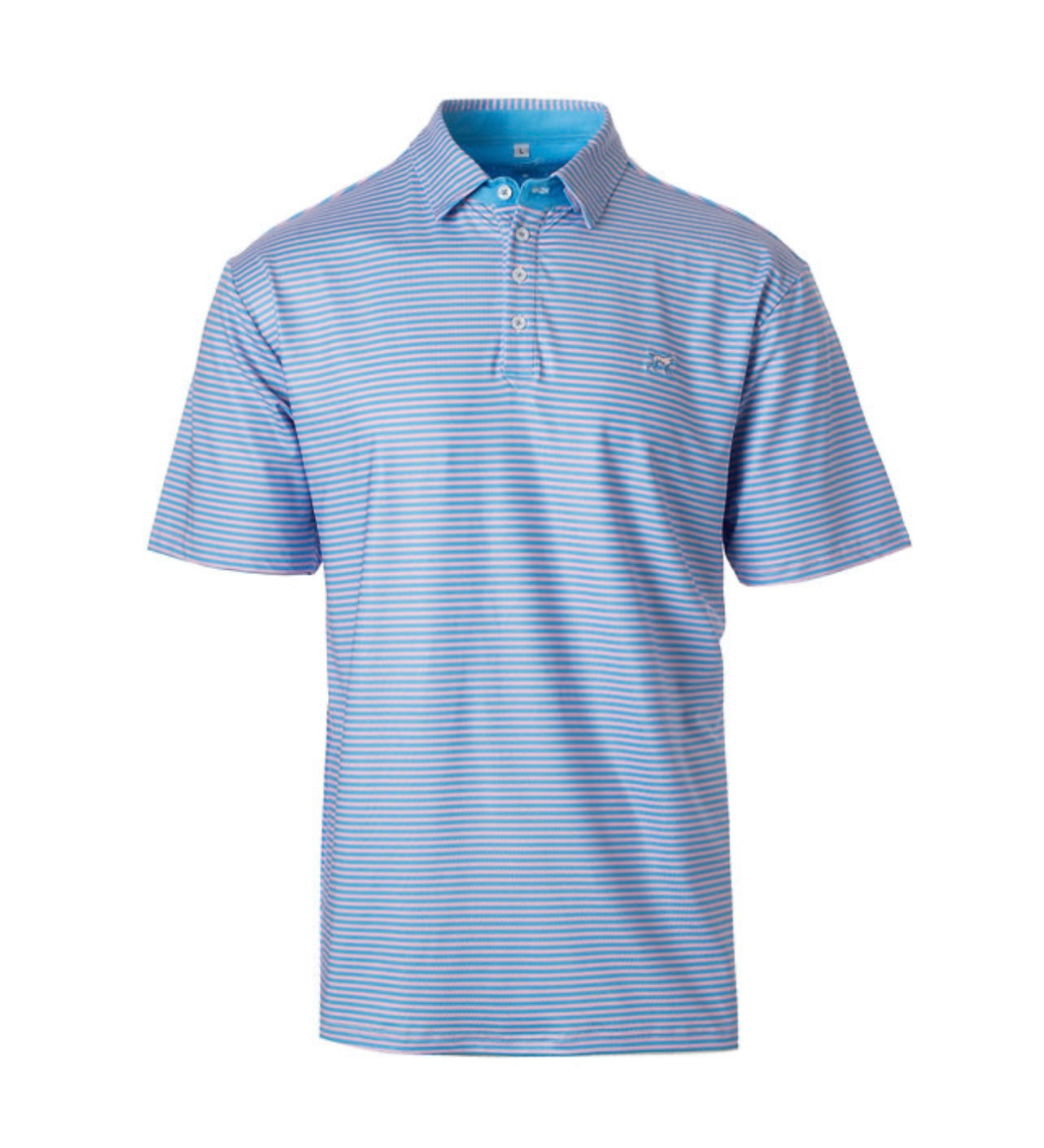 Fieldstone Signature Performance Polo | Pink and Blue