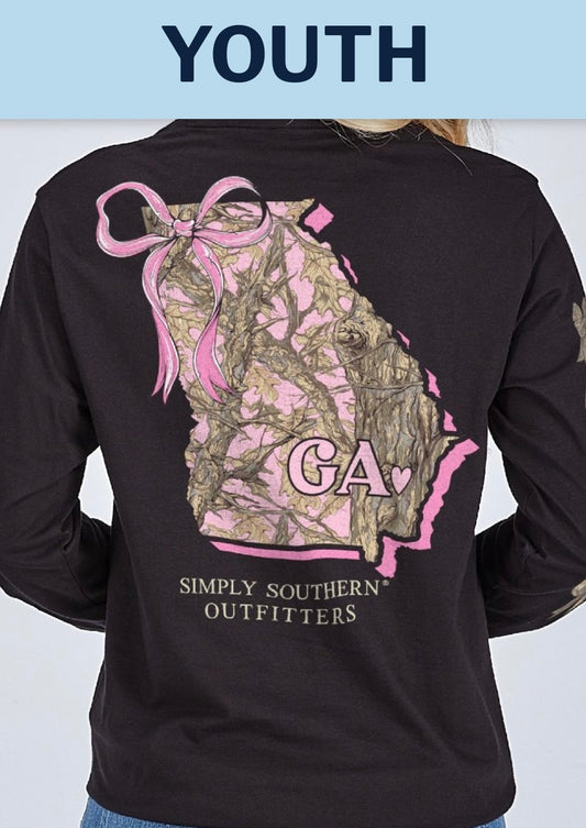 Simply Southern YOUTH Camo State (GA) Long Sleeve