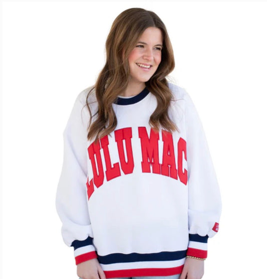 LULU MAC - Social Society Red/Navy Crewneck