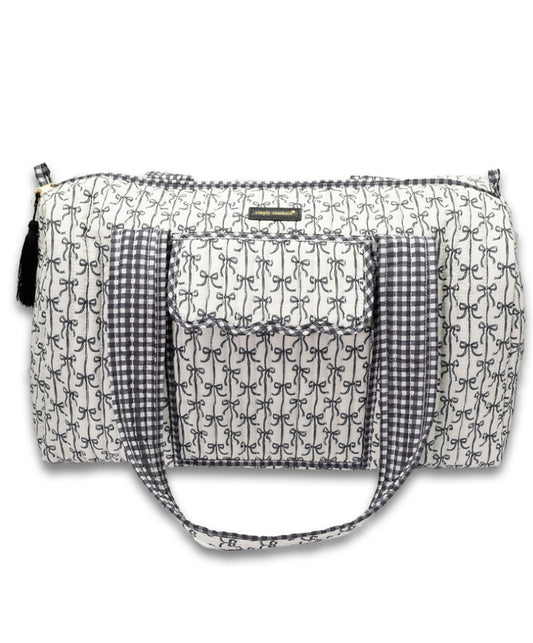 Quilted Duffle Bag | Black Bows
