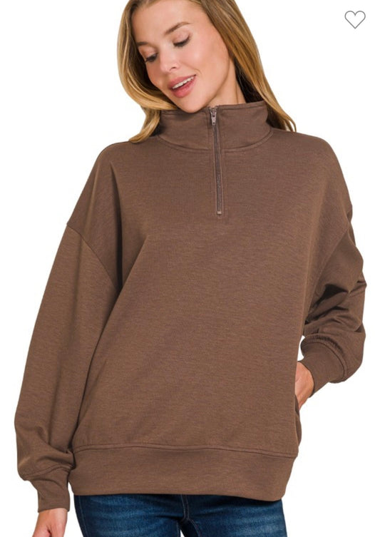 Scuba Half Zip Pullover | Brown