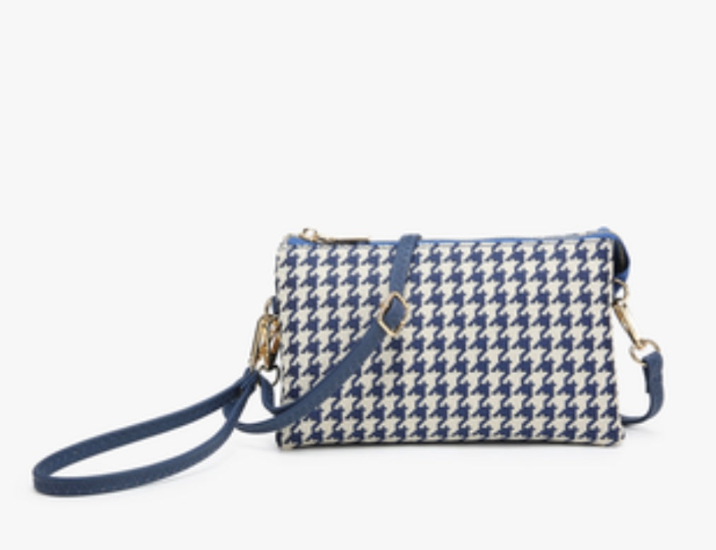 Jen & Co. Riley Houndstooth 3 Compartment Crossbody/Wrislet