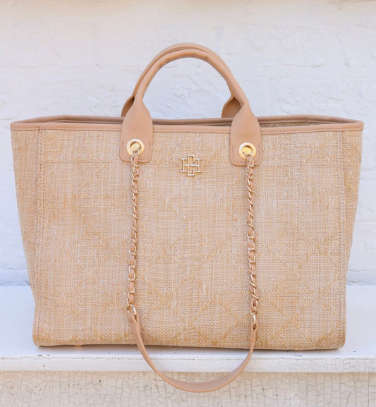 Caroline Hill - Melissa Tote Bag | Natural Lattice Tan