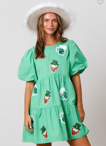St. Patricks Leprechaun & Mugs Mini Dress