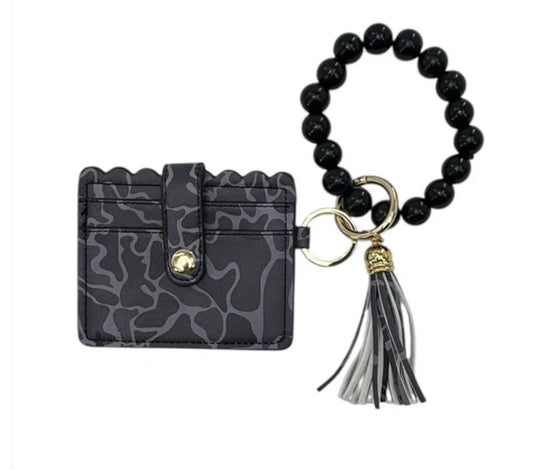Lulu Mac Black Camo Beaded Keychain