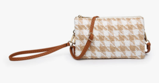 Jen & Co. Riley Houndstooth 3 Compartment Crossbody/Wrislet