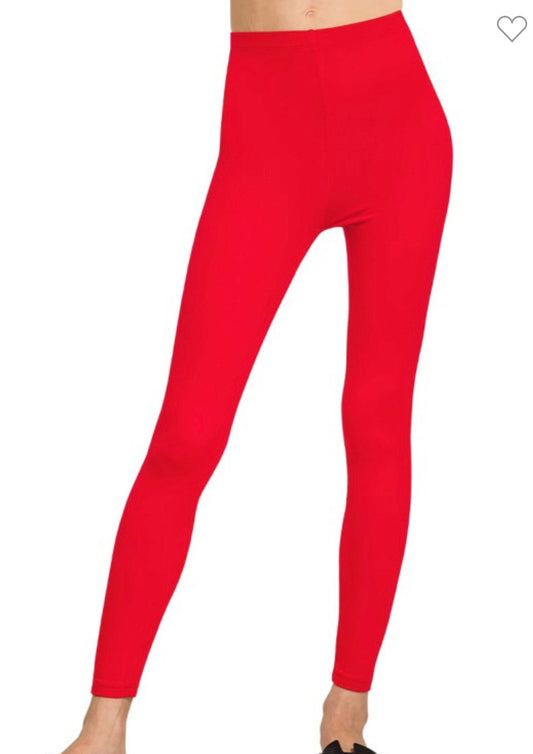Zenana Premium Microfiber Waistband Leggings | Ruby