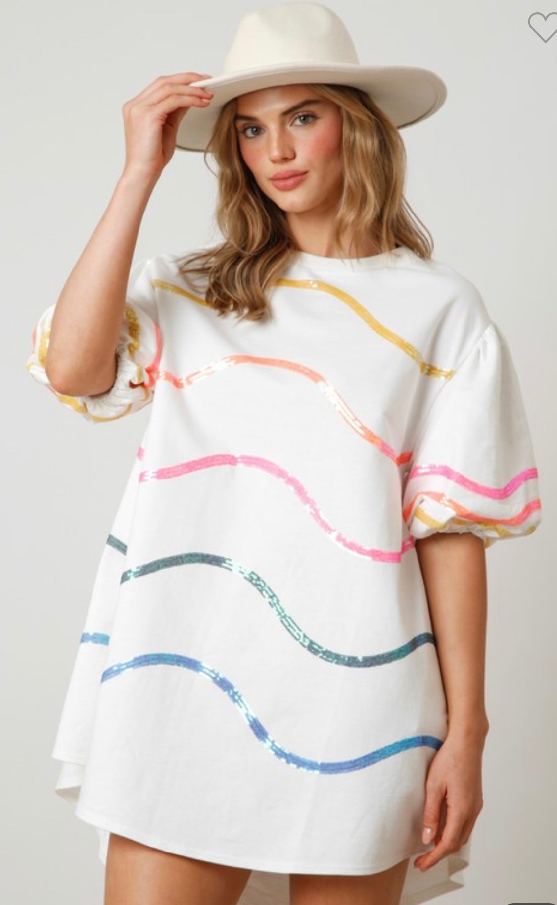 Rainbow Sequin Wave Mini Dress