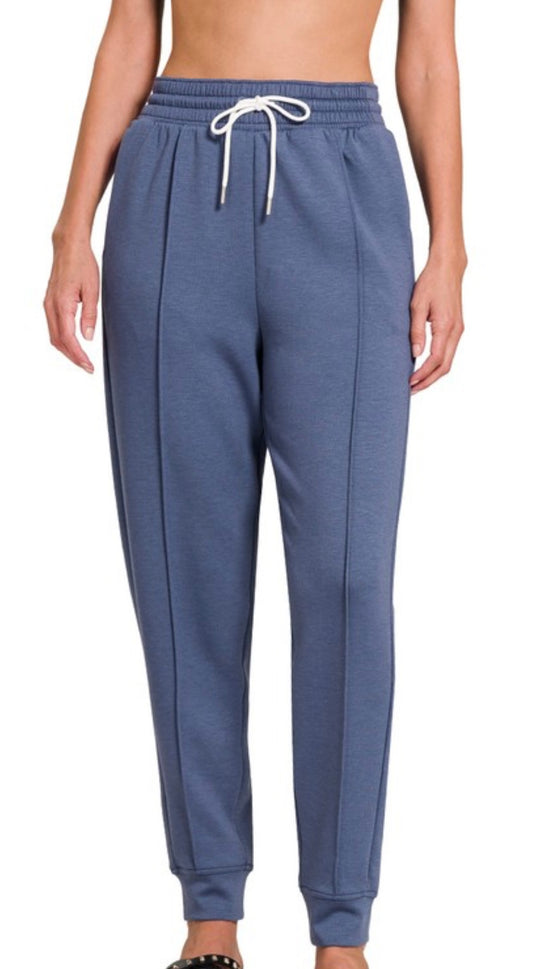Zenana Scuba Sweatpants | Blue Indigo