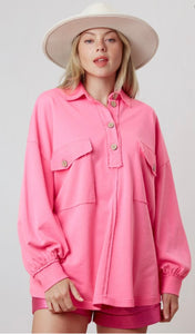 Loose Fit Pink Button Down