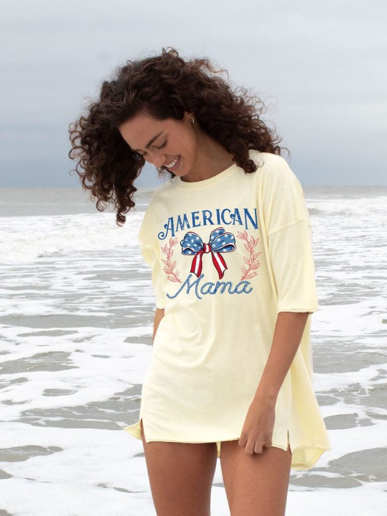 Simply Southern Oversized Boxy American Mama Tee