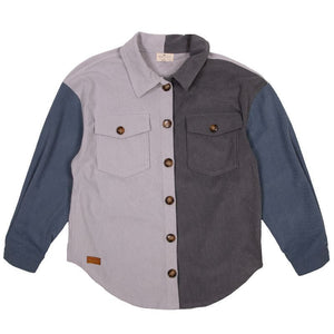Simply southern colorblock slate shacket