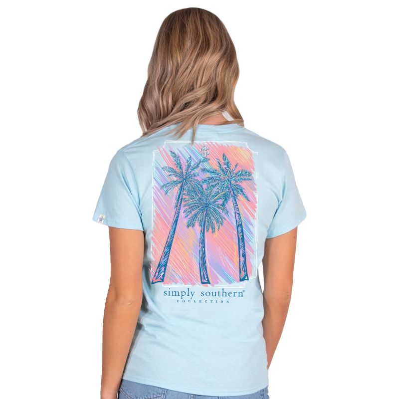 Simply Southern “colorful palm trees" Short Sleeve Tee