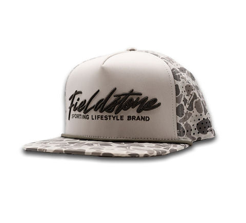 Fieldstone Script Logo Marsh Camo Performance Rope Hat