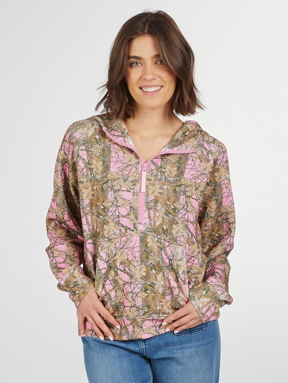 Alara Pink Camo Half Zip Hoodie