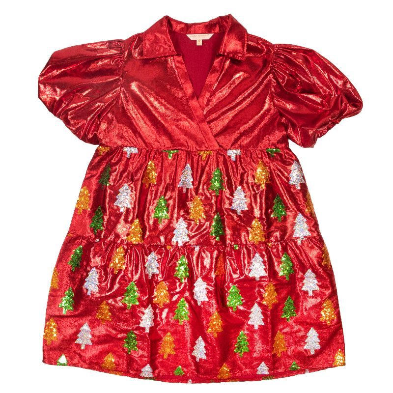Simply Southern Red Tree Sparkle Dress