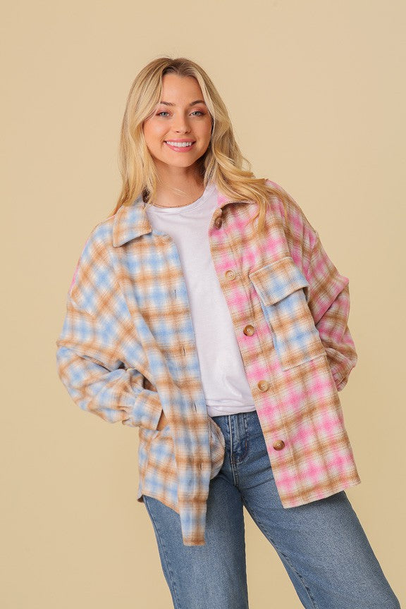 Fall Vibes Plaid Print Shacket