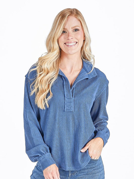 Simply Southern Top Knit Top Dark Blue