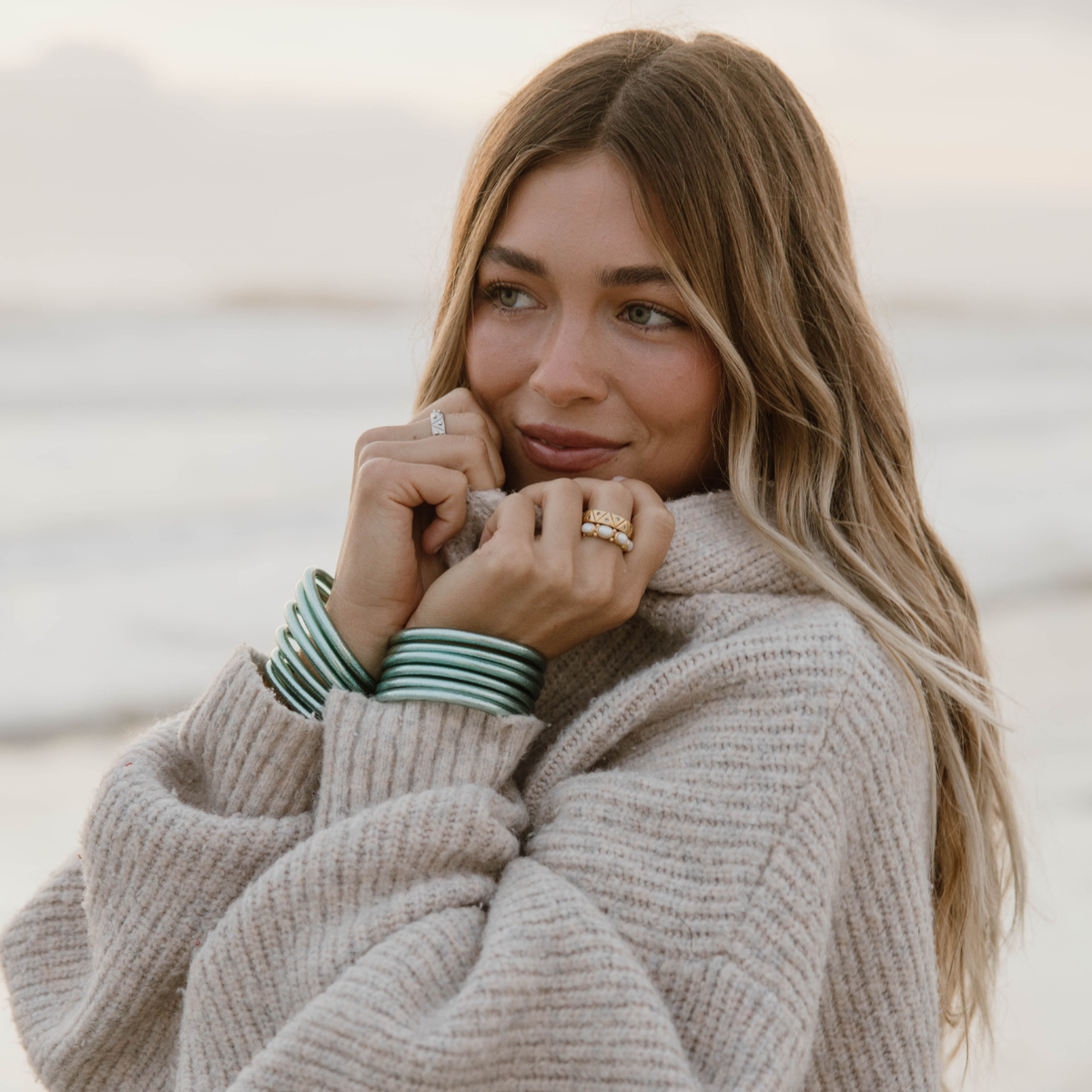 MINT ALL WEATHER BANGLES® (SET OF 6) - SERENITY PRAYER