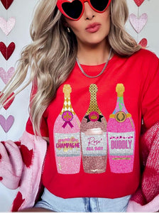 Sparkly Champagne Bottles Valentines T-Shirt