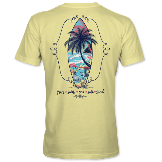 Lily Grace | Sun Surf Sea Salt Sand Yellow Pocket Tee