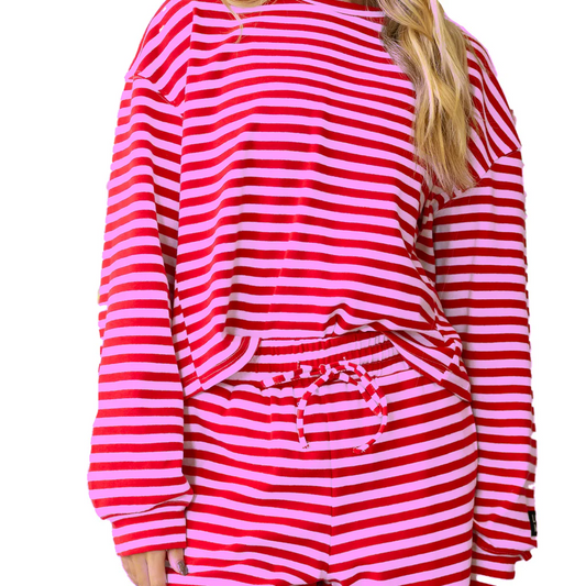 LULU Mac Red and Pink Stripe Long Sleeve