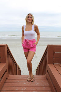 Simply Southern Gauze Tie Shorts in Hot Pink