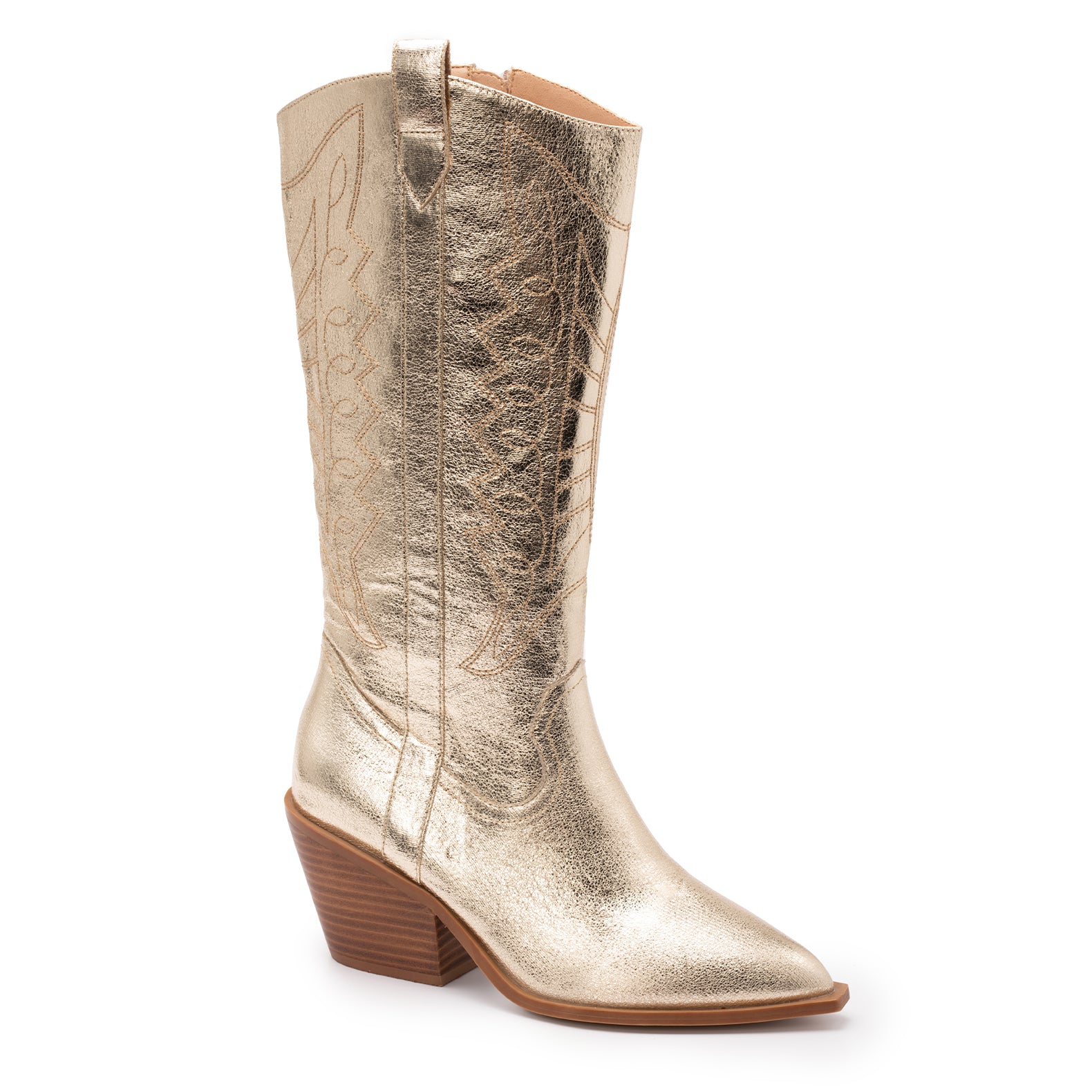 Howdy gold metallic corky tall cowgirl boots