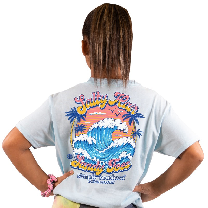 Simply Southern “Salty Hair Sandy Toes” Youth Short Sleeve Tee