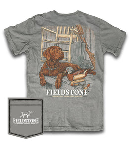 Fieldstone Dog on Porch Short Sleeve Pocket Tee