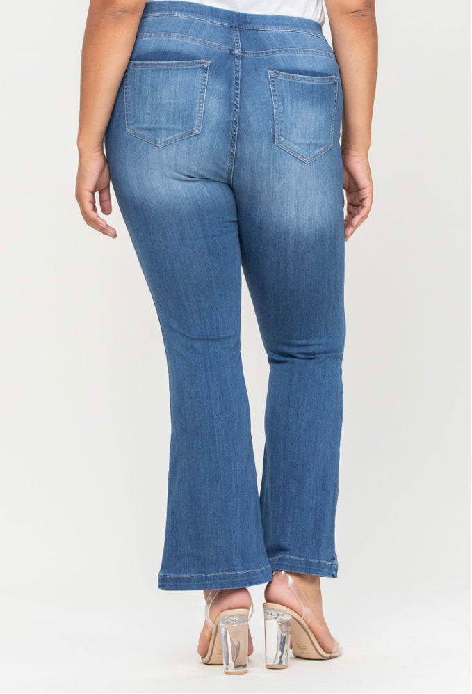 Curvy Size Mid Rise Bell Bottom Jeans
